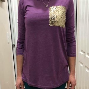 Purple Sequin pocket shirt